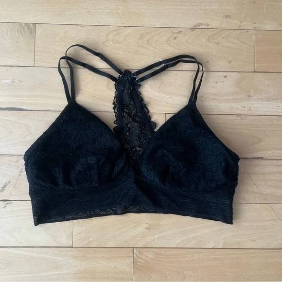 Aerie True Black Desert Lace Raceback Bralette - Picture 2 of 6